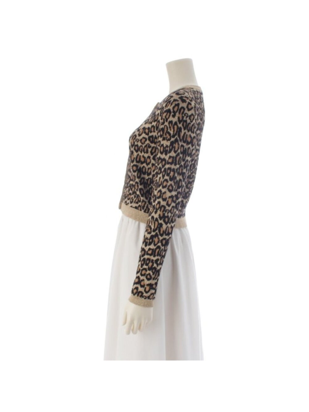 Miu Miu Wool Leopard Lame Cardigan Long Sleeve Mmf 076 Brown 36 - Picture 3 of 10